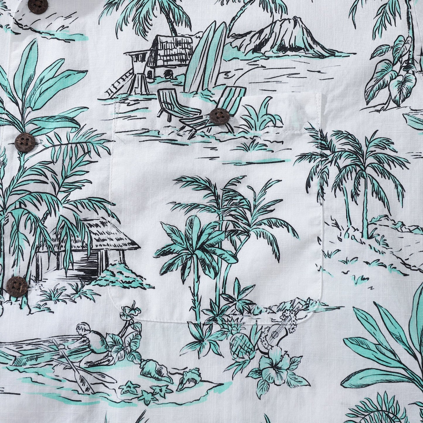 Hawaiian Shirts for Men Tropical Island Scenery Print 100% Cotton Short Sleeve