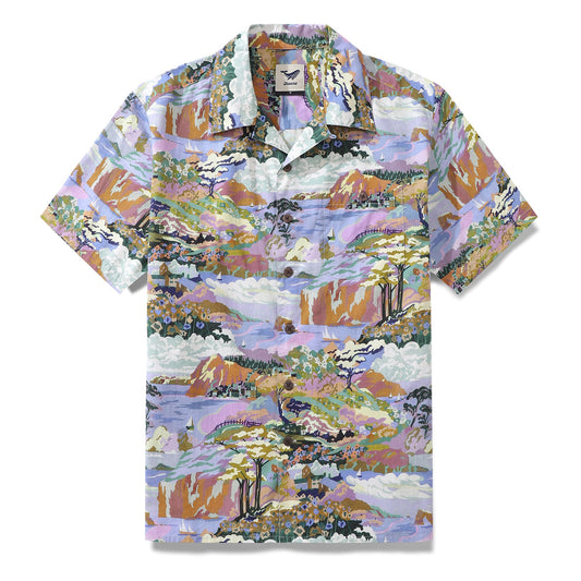 Hawaiian Shirt For Men 1950s Vintage Serenity at Sea Shirt Camp Collar 100% Cotton