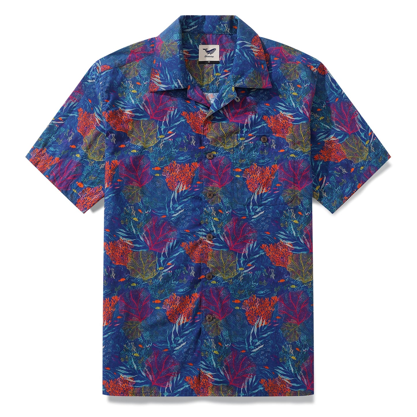 Hawaiian Shirt For The Aquarium By Andersson Grace Shirt Camp Collar 100% Cotton