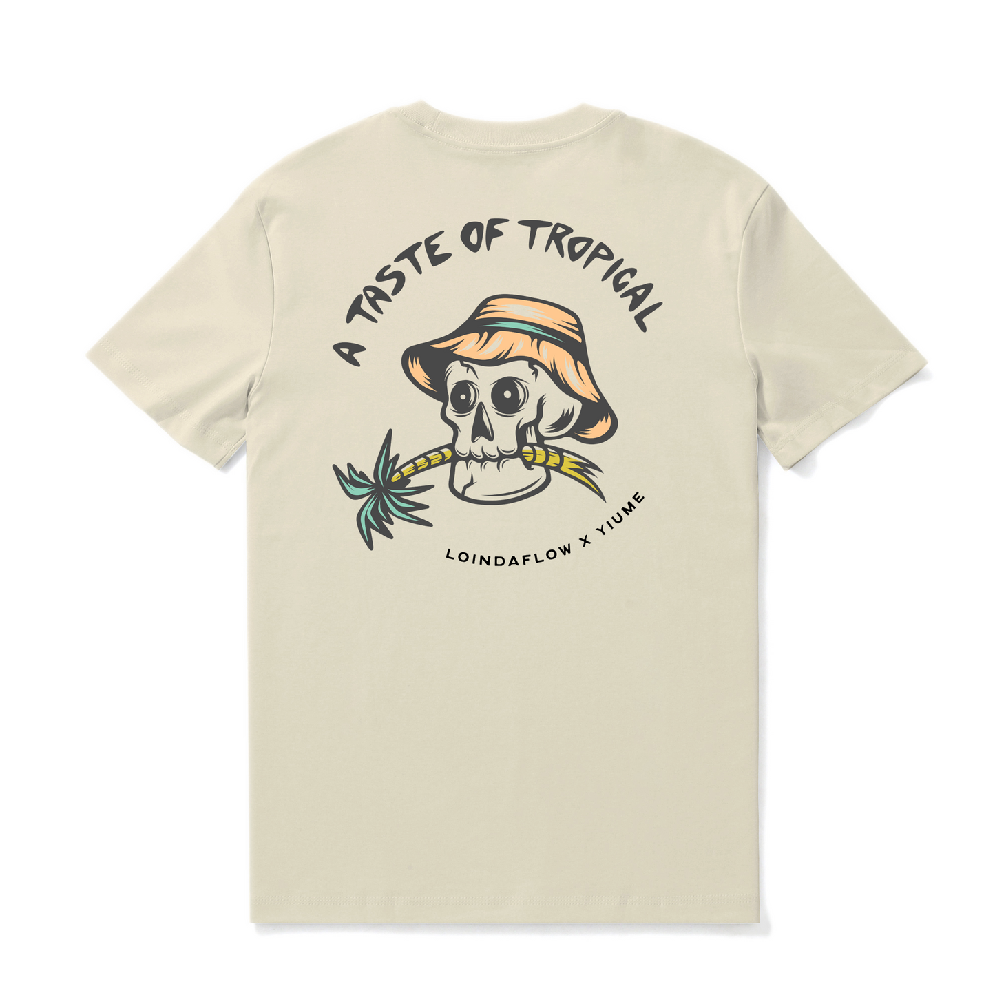 Hawaiian Tee For Men Taste of Tropical By Loindaflow Tee Crew Neck 100% Cotton - BEIGE