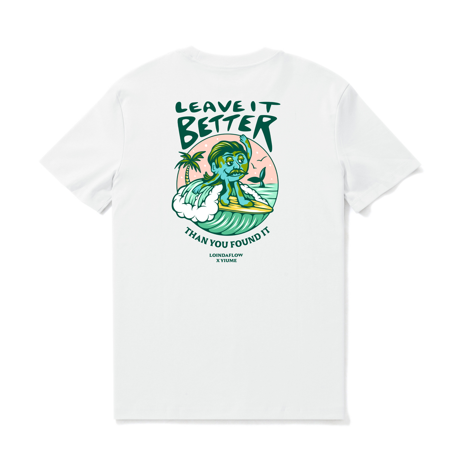 Hawaiian Tee For Men Leave It Better By Loindaflow Tee Crew Neck 100% Cotton - WHITE