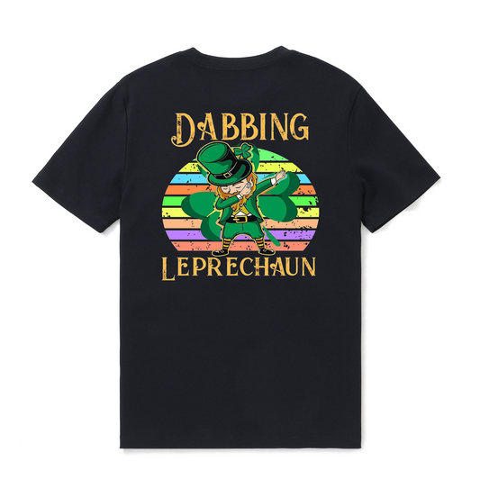 Hawaiian Tee For Men Dabbing Leprechaun St. Patrick'S Day Tee Crew Neck 100% Cotton - BLACK