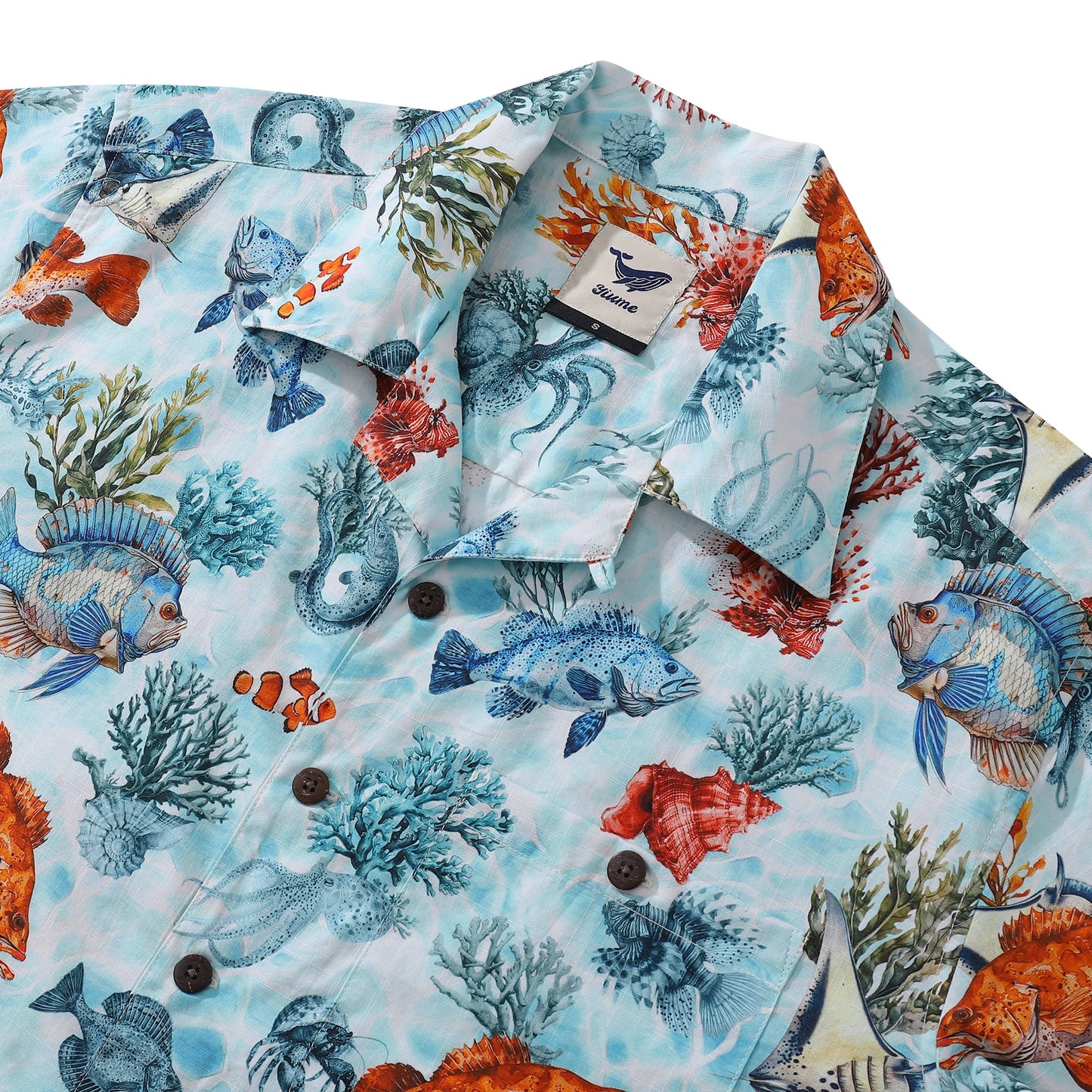 Bluey Hawaiian Shirt For Men Fish Shirt Camp Collar 100% Cotton Shirt