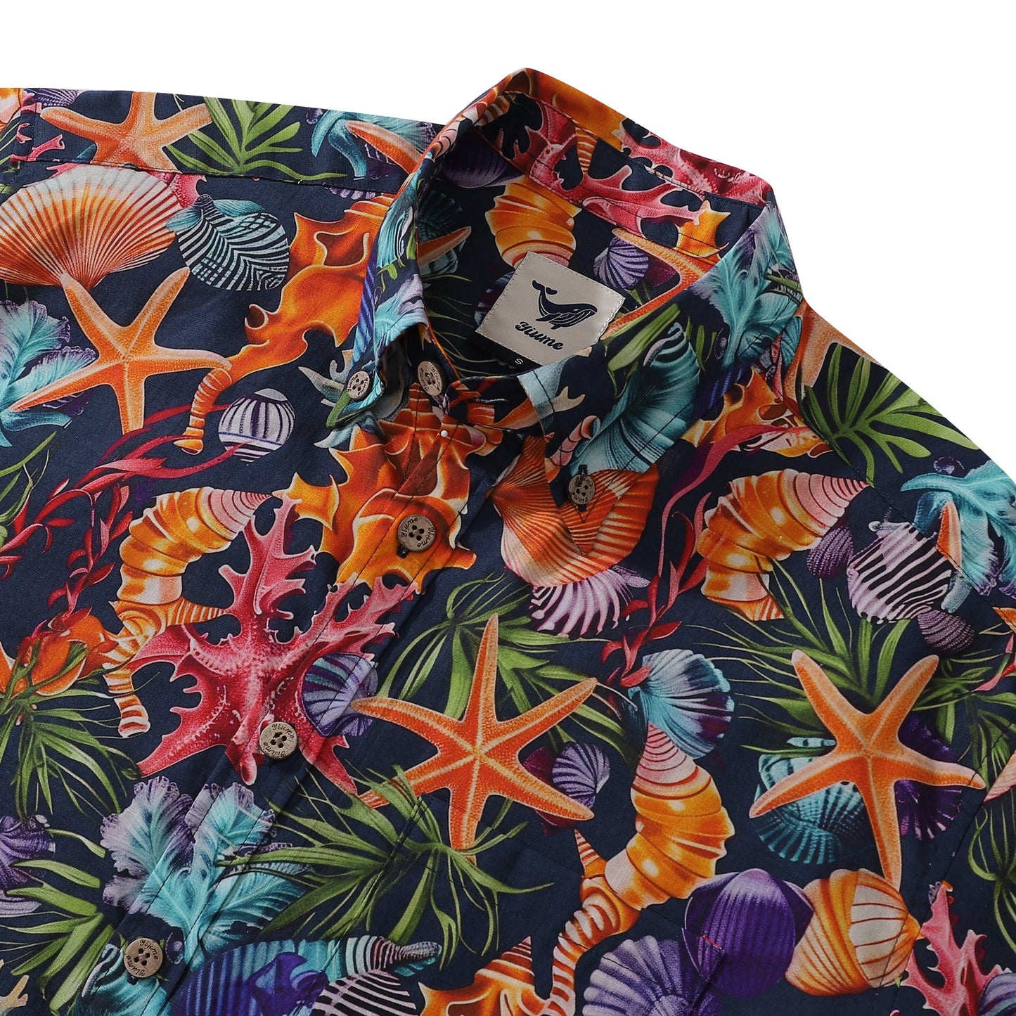 Hawaiian Shirt For Men Marine Life Carnival Button-down Short Sleeve 100% Cotton Shirt