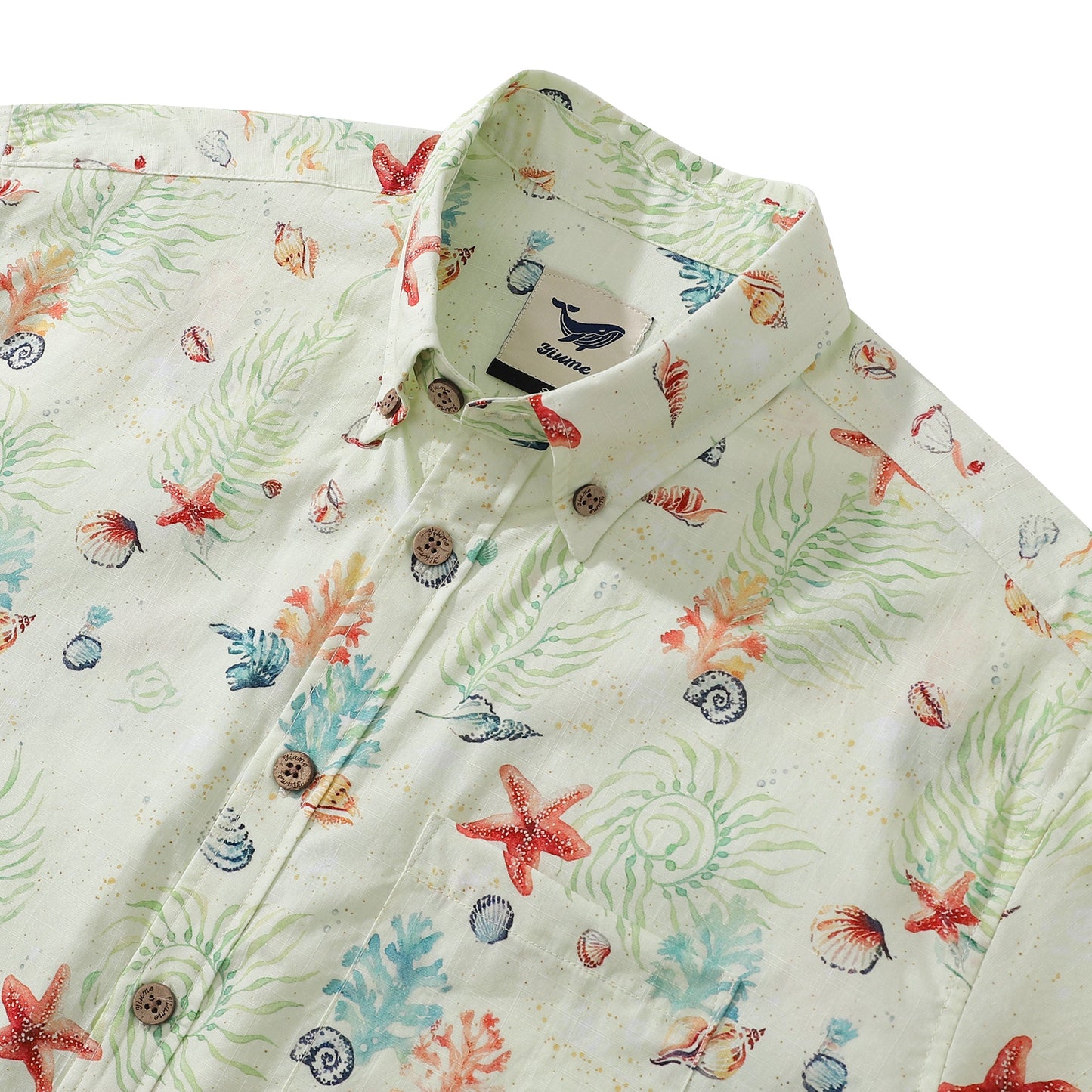 Hawaiian Shirt For Men Voices of the Shore Button-down Short Sleeve 100% Cotton Shirt