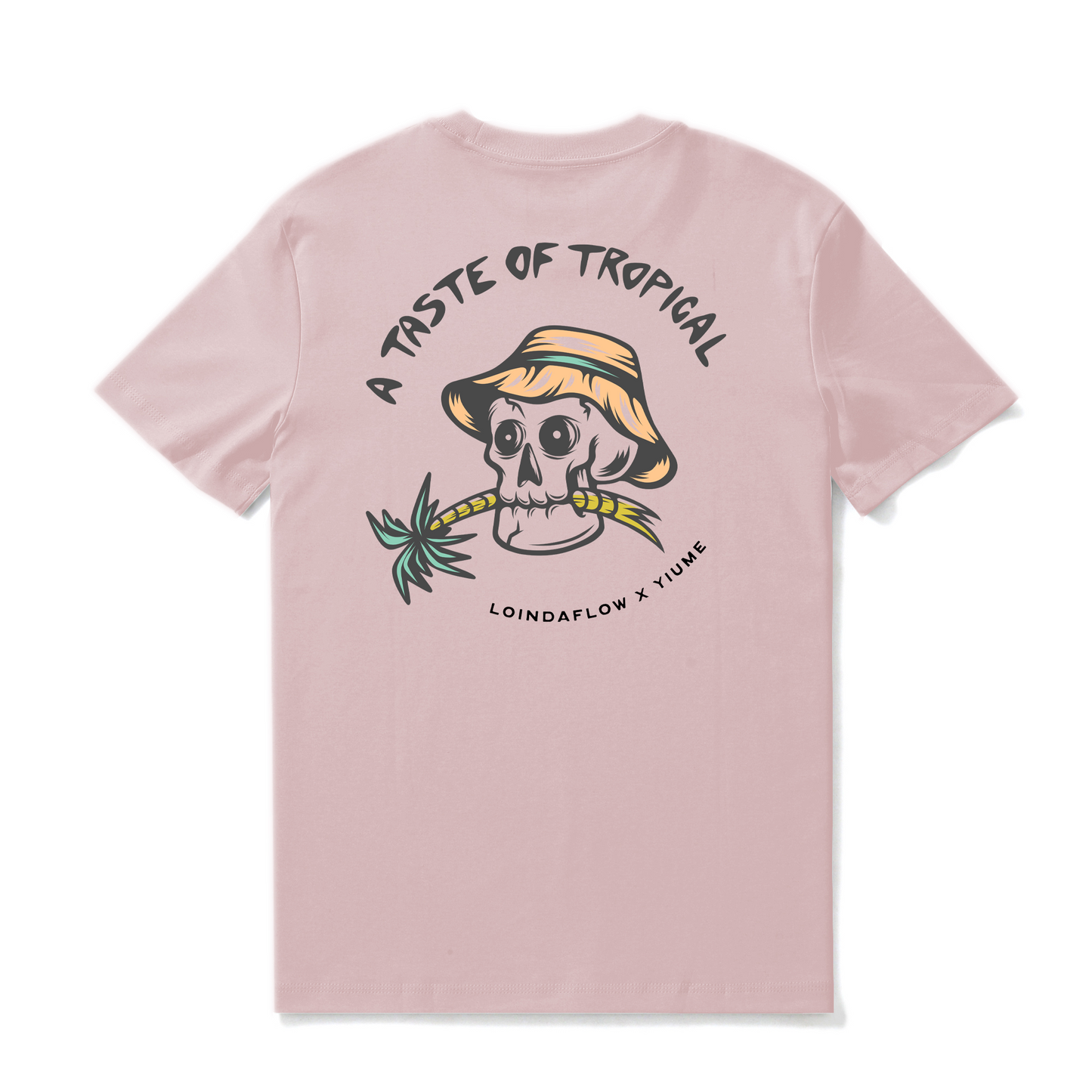 Hawaiian Tee For Men Taste of Tropical By Loindaflow Tee Crew Neck 100% Cotton - PINK