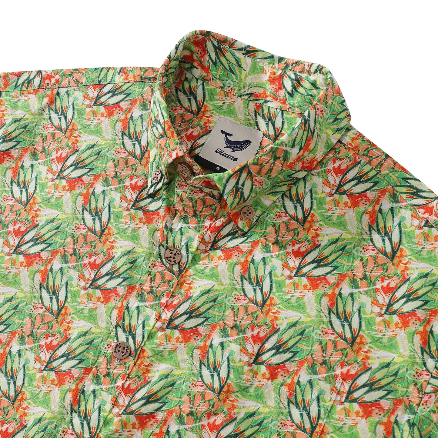 Men's Hawaiian Shirt Algae Movement By Lucille Pattern Cotton Button-down Short Sleeve Aloha Shirt