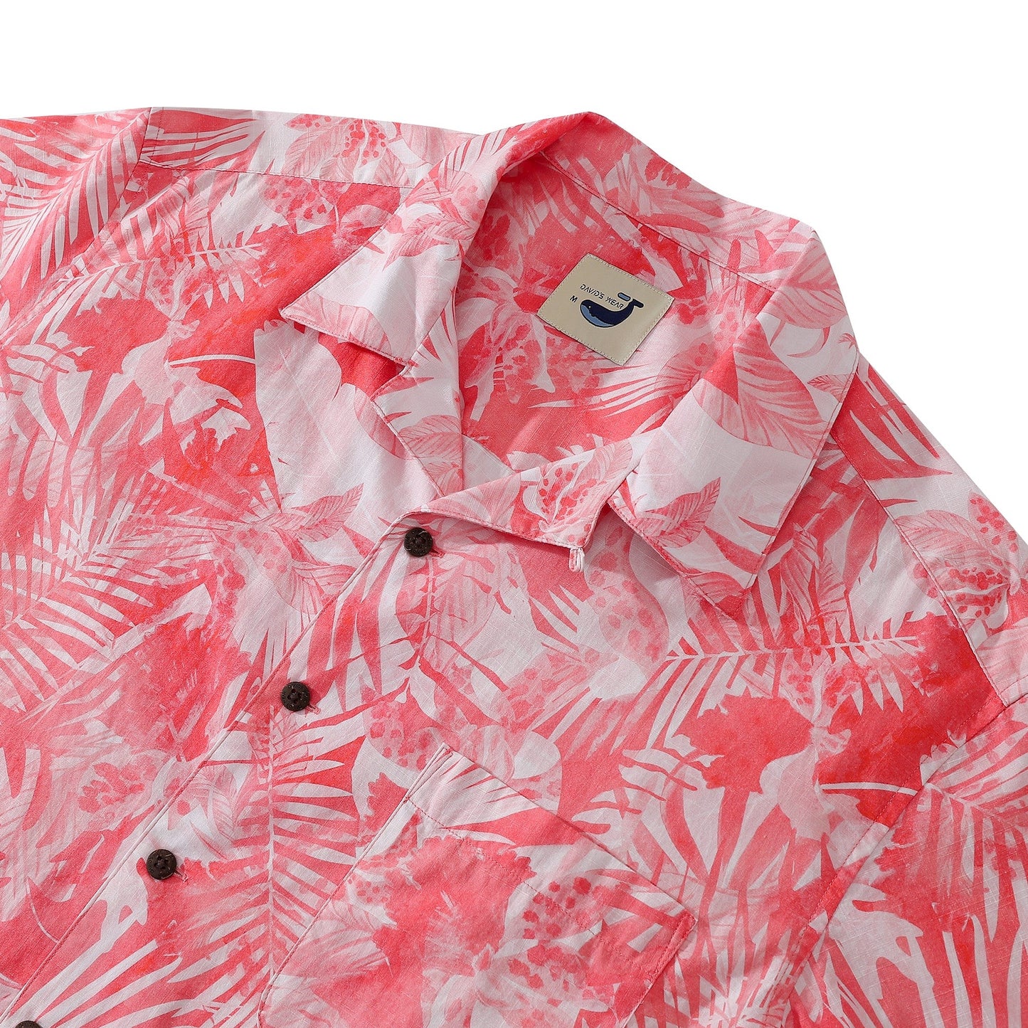 Red Leaves Tropical Jungle Men's Hawaiian Shirts 1940s Vintage 100% Cotton Shirts