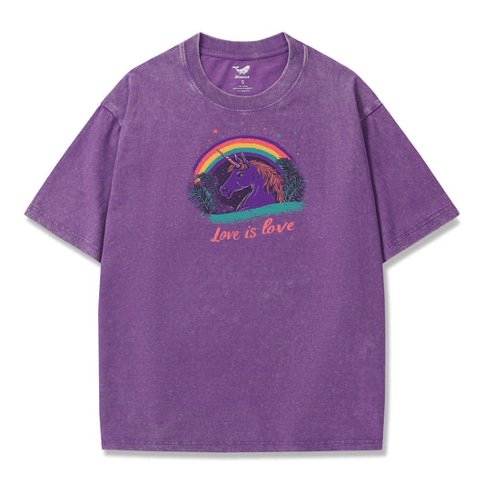 T-shirt Short Sleeve Solid Basic 100% Cotton Purple Aloha Magical Unicorn