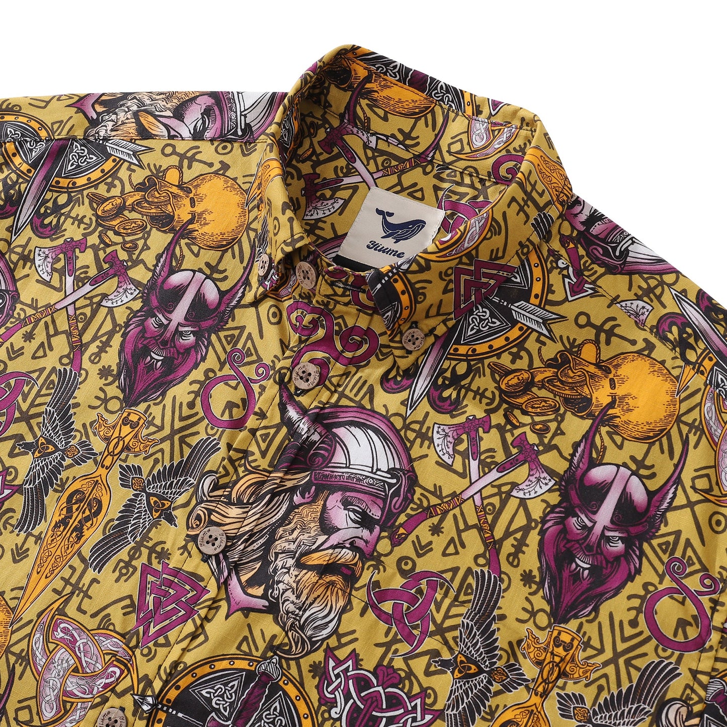 Men's Hawaiian Shirt Vikings Cotton Button-down Short Sleeve Aloha Shirt