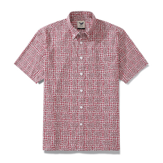 Valentine's Day Men's Funky Hawaiian Shirt Queuing Roses Print Cotton Button-down