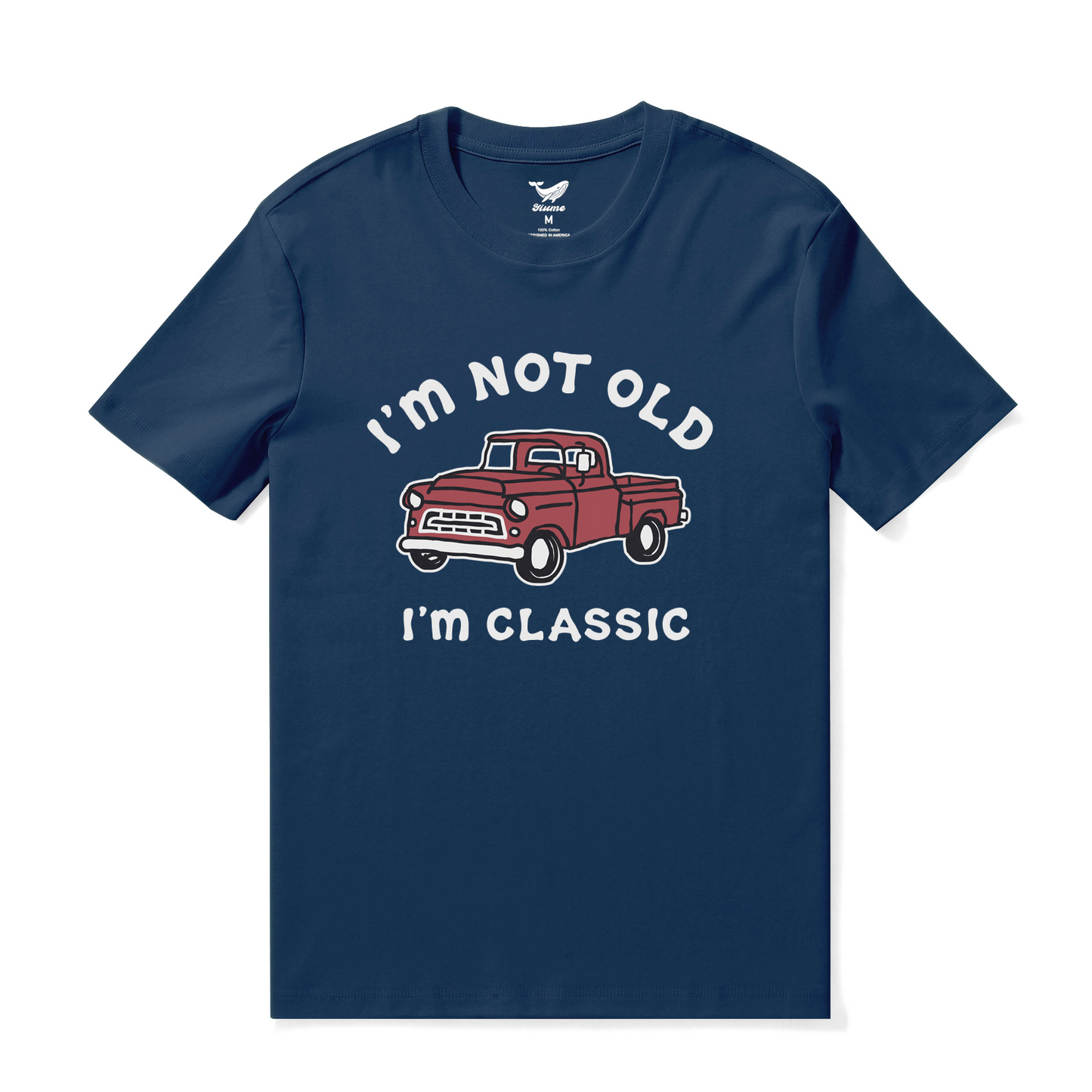 Hawaiian Tee For Men I'm Classic Tee Crew Neck 100% Cotton - NAVY BLUE