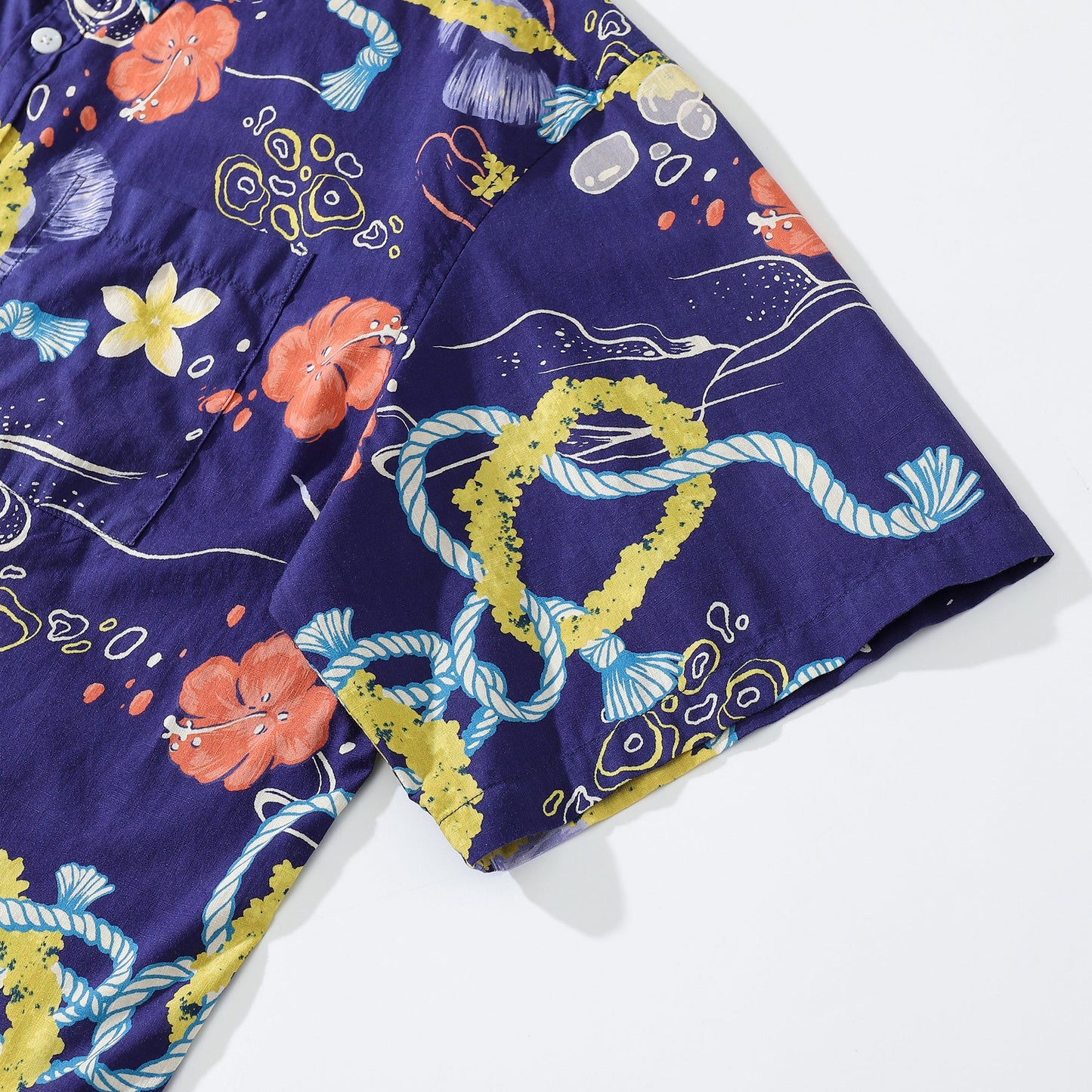 Hawaiian Shirt For Men Tropical Fish Lei Print Short Sleeve Cotton Button Down