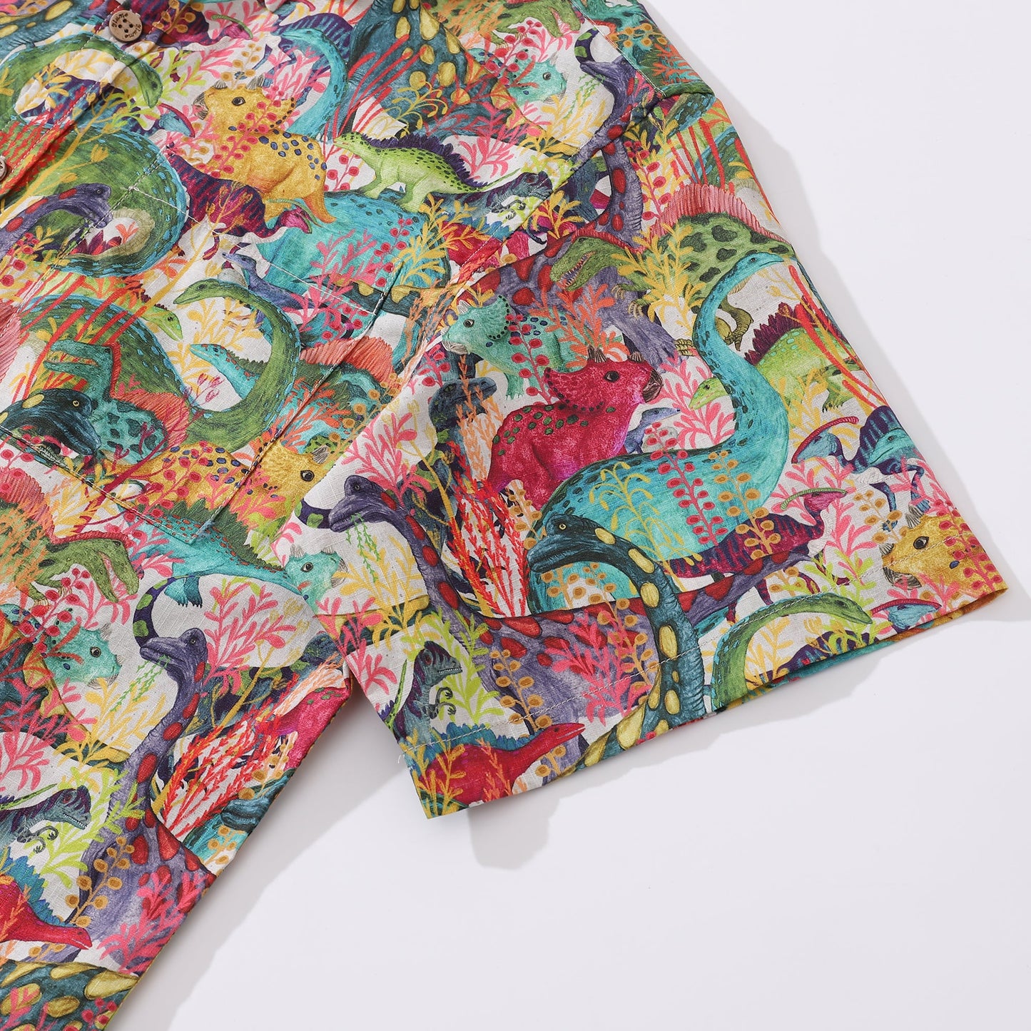 Men's Hawaiian Shirt Lost at the Dinosaur Jamboree By Katherine Quinn Cotton Button-down Short Sleeve Aloha Shirt