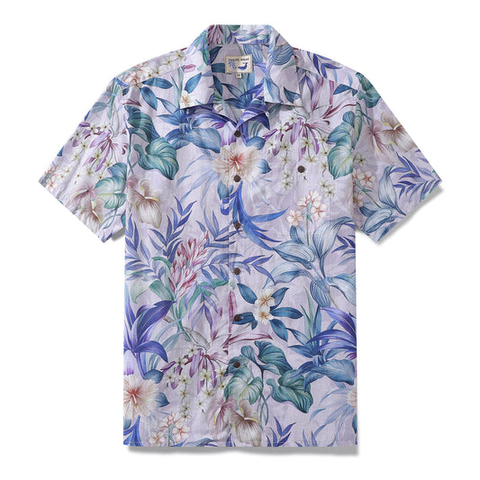 Hawaiian Shirt For Men Dreamy Flower Painting Shirt Camp Collar 100% Cotton