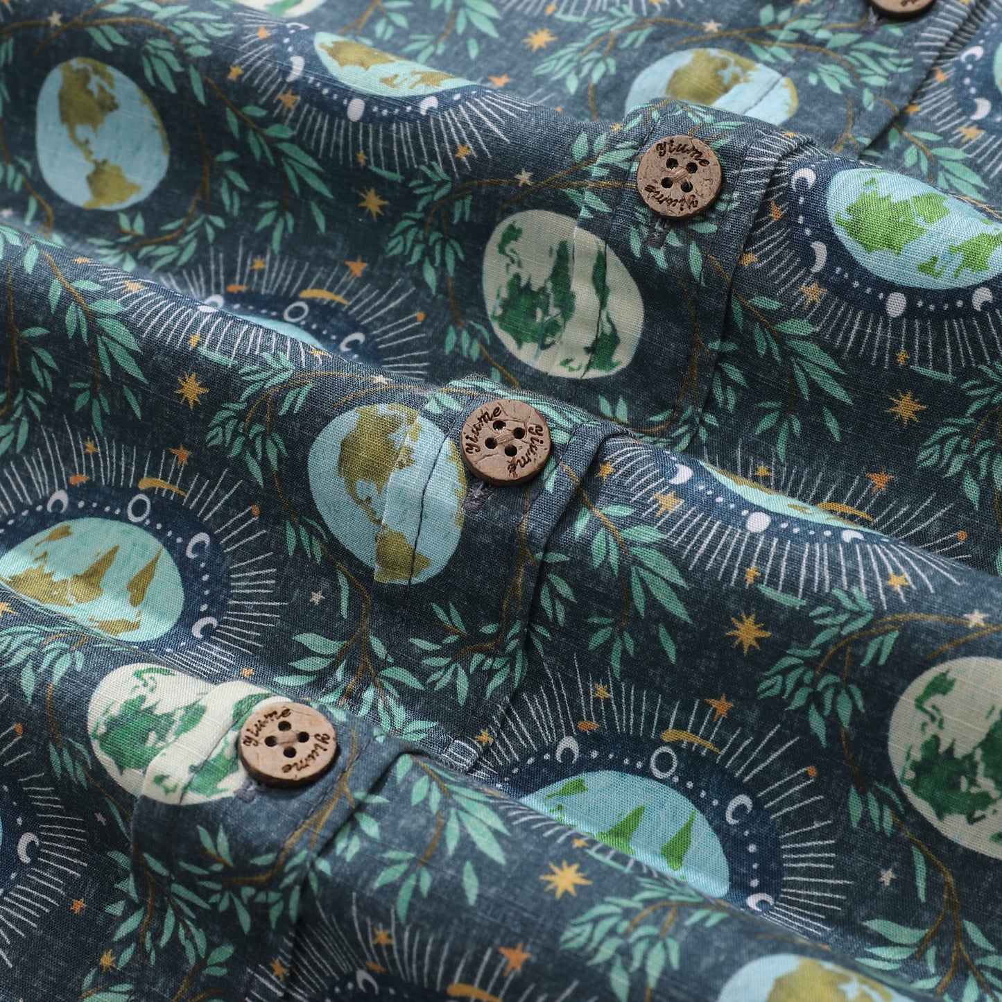 Men's Hawaiian Shirt Planet Earth Day Shirt Cotton Button-down Short Sleeve Aloha Shirt