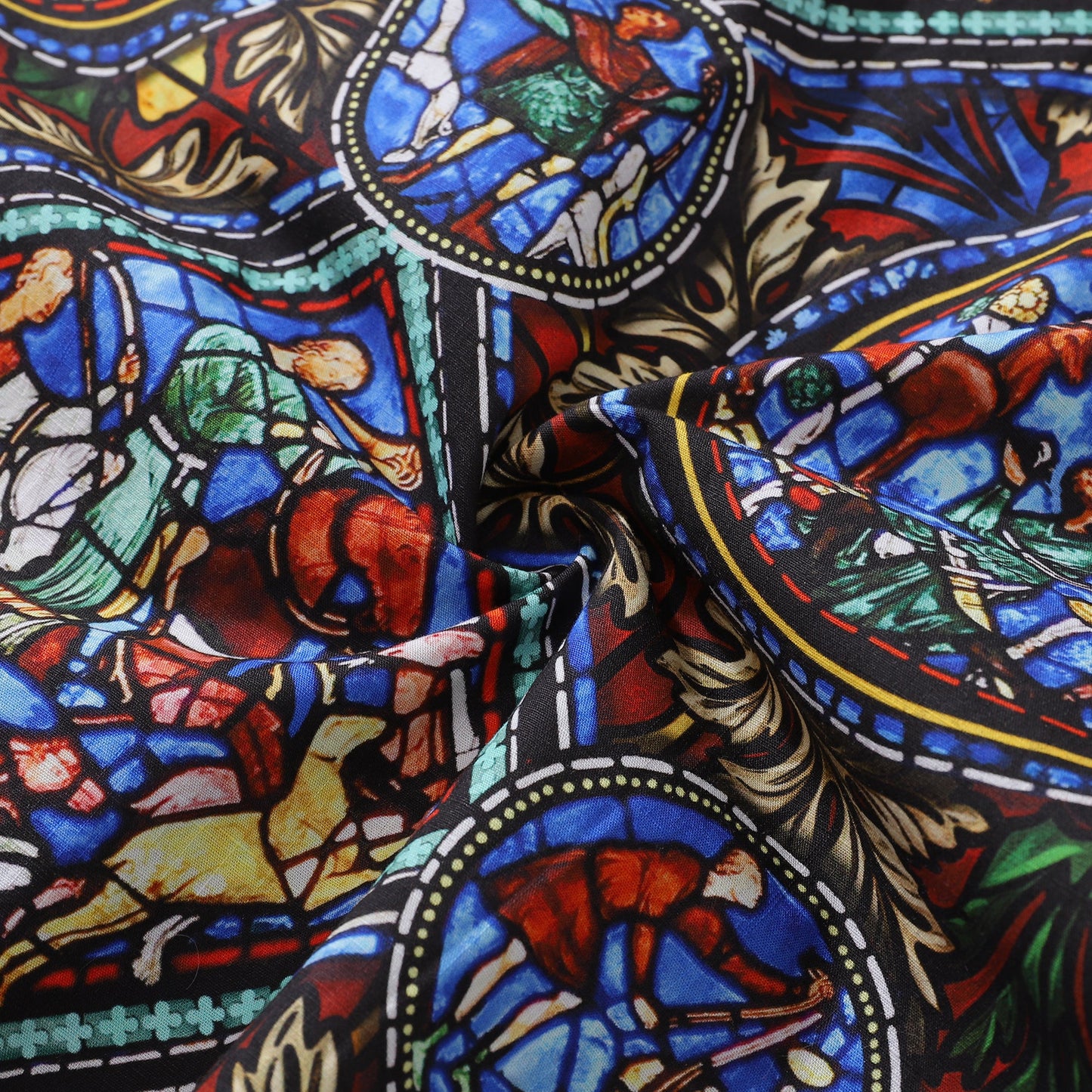 Hawaiian Shirt For Men Stained Glass Window Print Shirt Camp Collar 100% Cotton Shirt