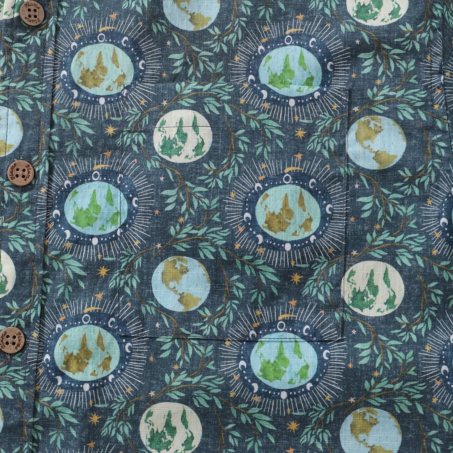 Men's Hawaiian Shirt Planet Earth Day Shirt Cotton Button-down Short Sleeve Aloha Shirt