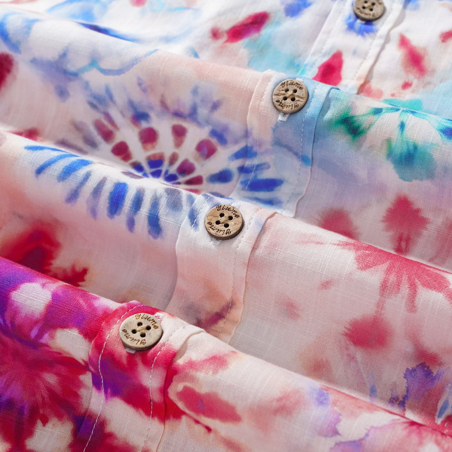 Men's Hawaiian Shirt Short Sleeve Button-down 100% Cotton Blue Aloha Artistic Tie-Dye Floral Shirt