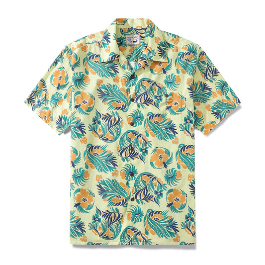 Men's Hawaiian Shirt Hula Time Print Cotton Camp Shirt