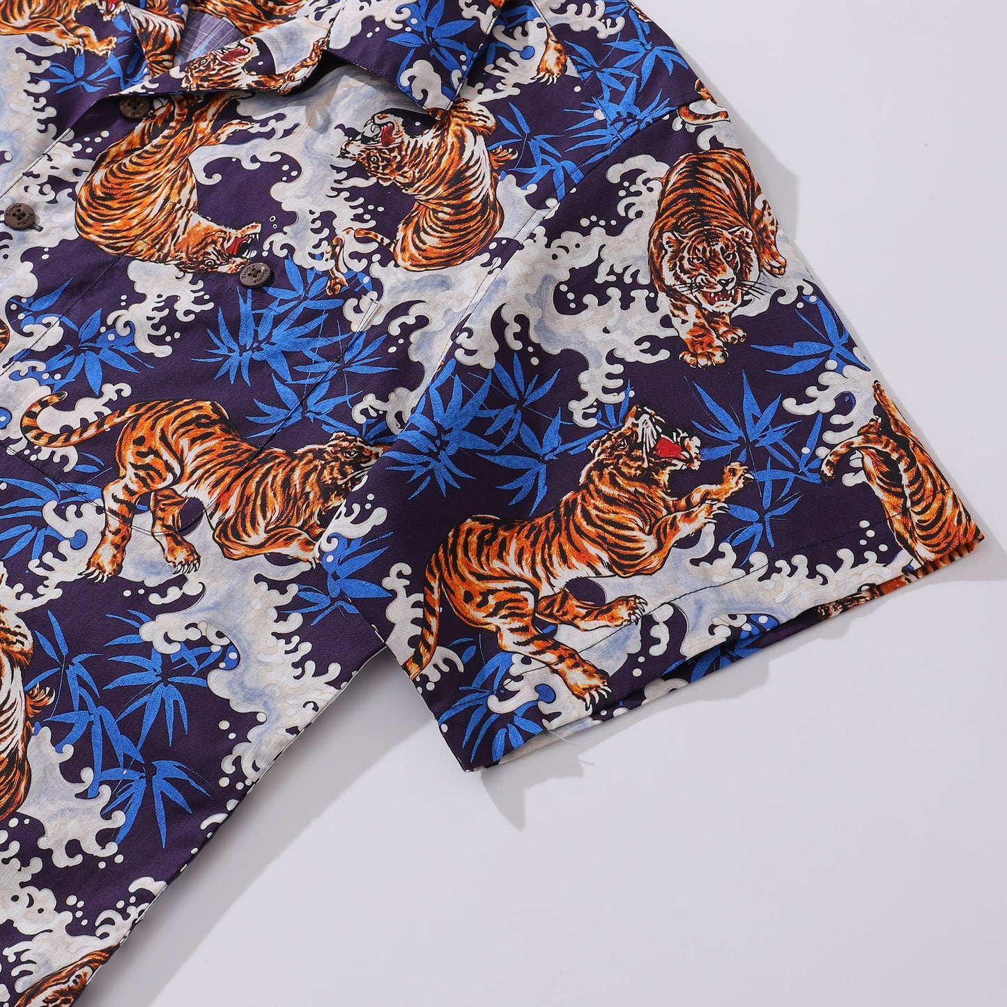 Hawaiian Shirt For Men King of the Jungle Shirt Camp Collar 100% Cotton