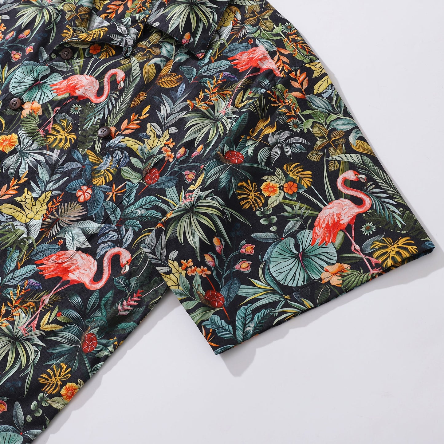 Hawaiian Shirt For Men Flamingo Haven Shirt Camp Collar 100% Cotton