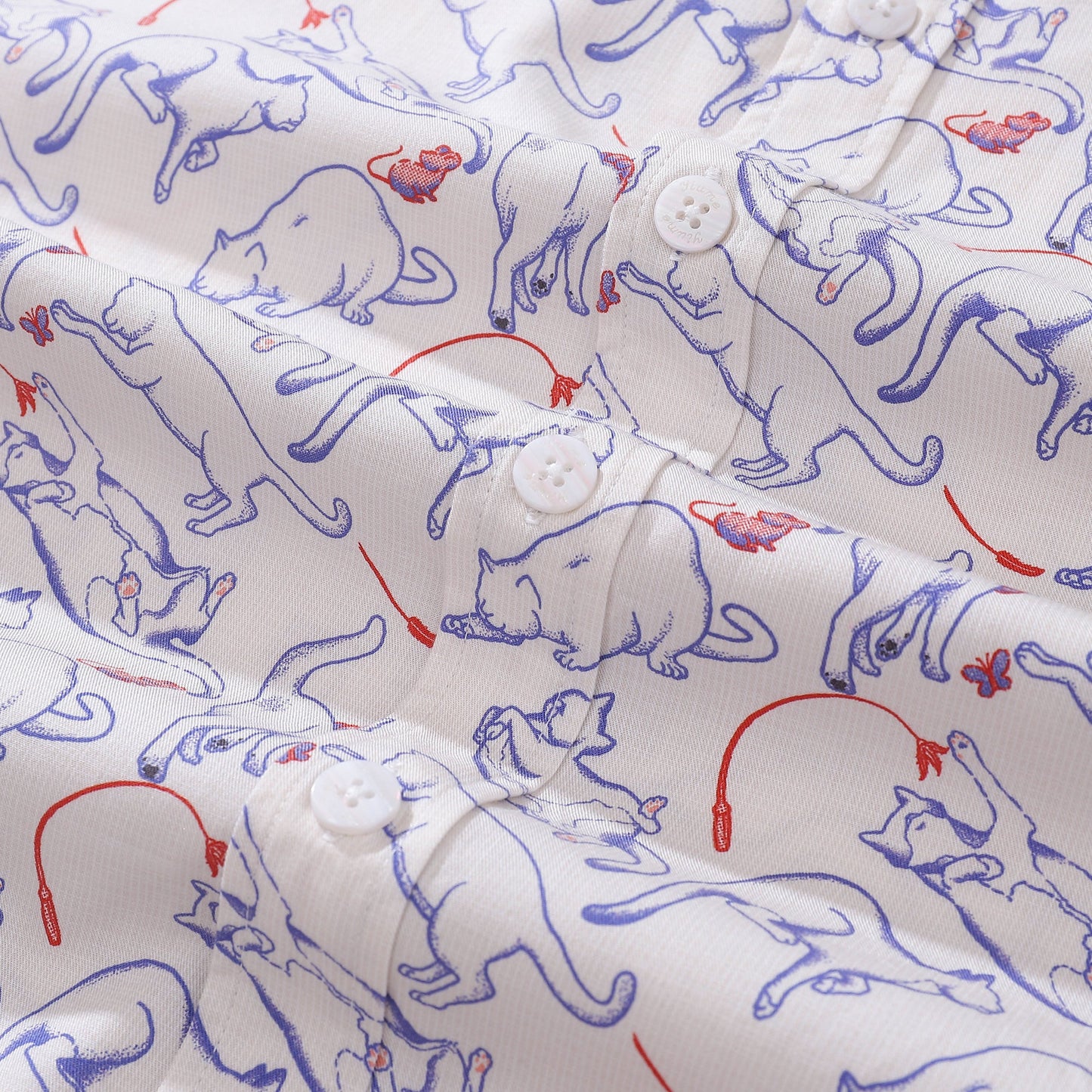 Valentine's Day Men's Hawaiian Shirt Cat Game Print Button-down Short Sleeve Aloha Shirt Tencel™ Cat Game (tencel™)