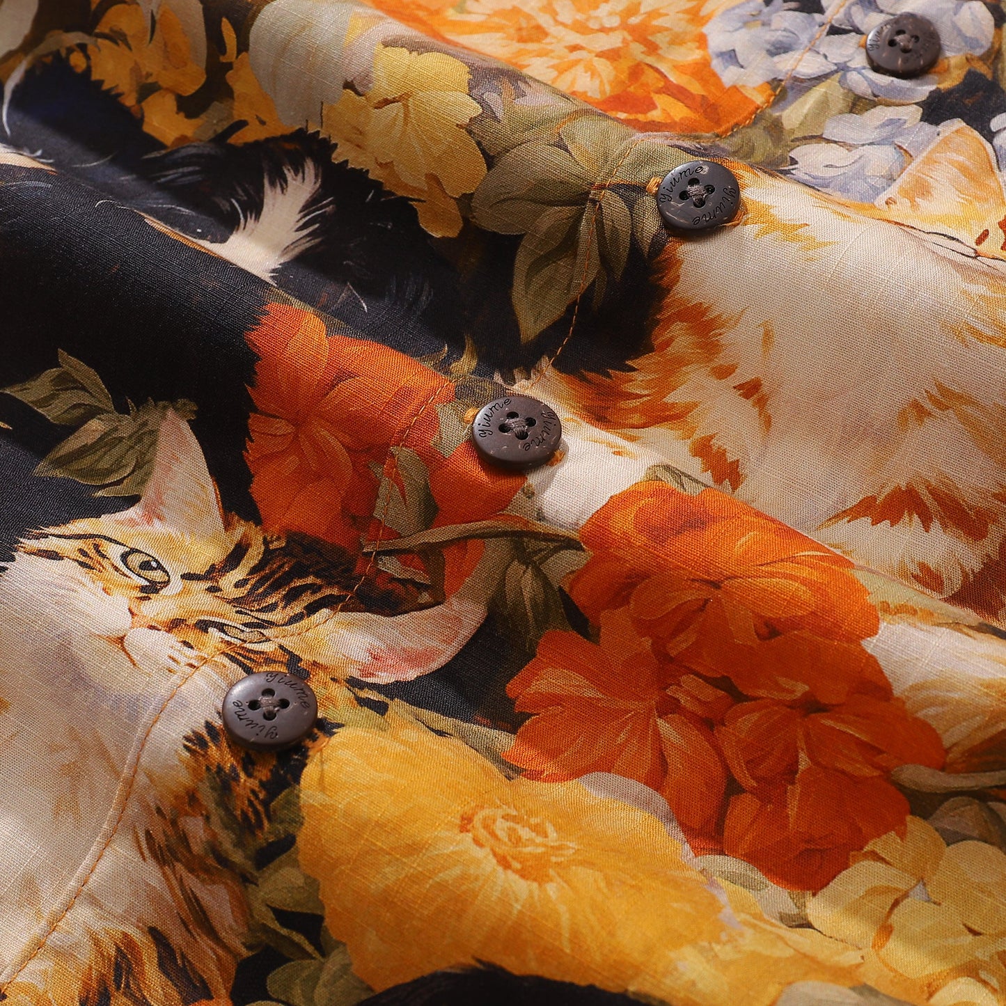 Hawaiian Shirt For Men Dog and Cat Shirt Camp Collar 100% Cotton