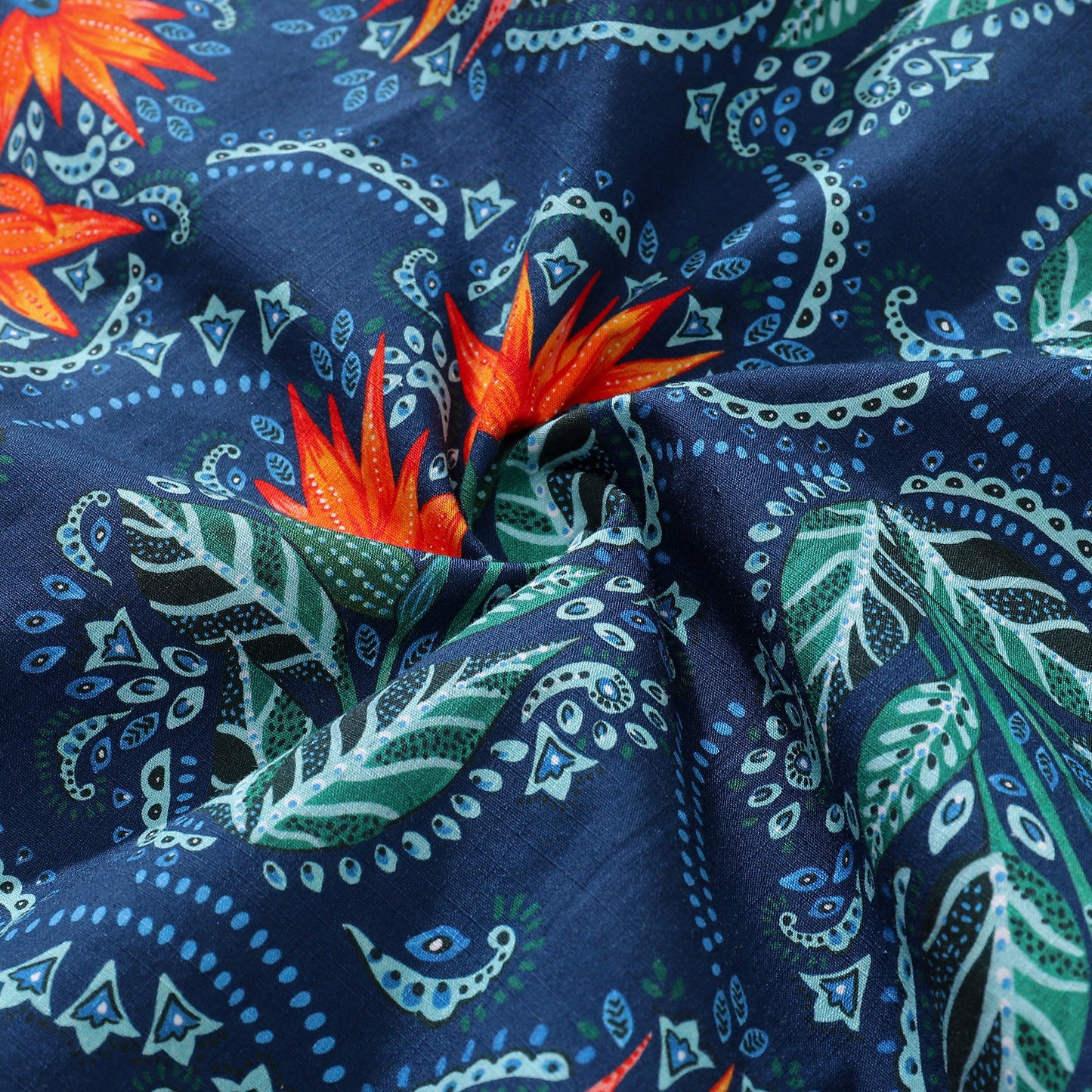 Men's Hawaiian Shirt Birds of Paradise Print By Fizah Malik Cotton Button-down Short Sleeve Aloha Shirt