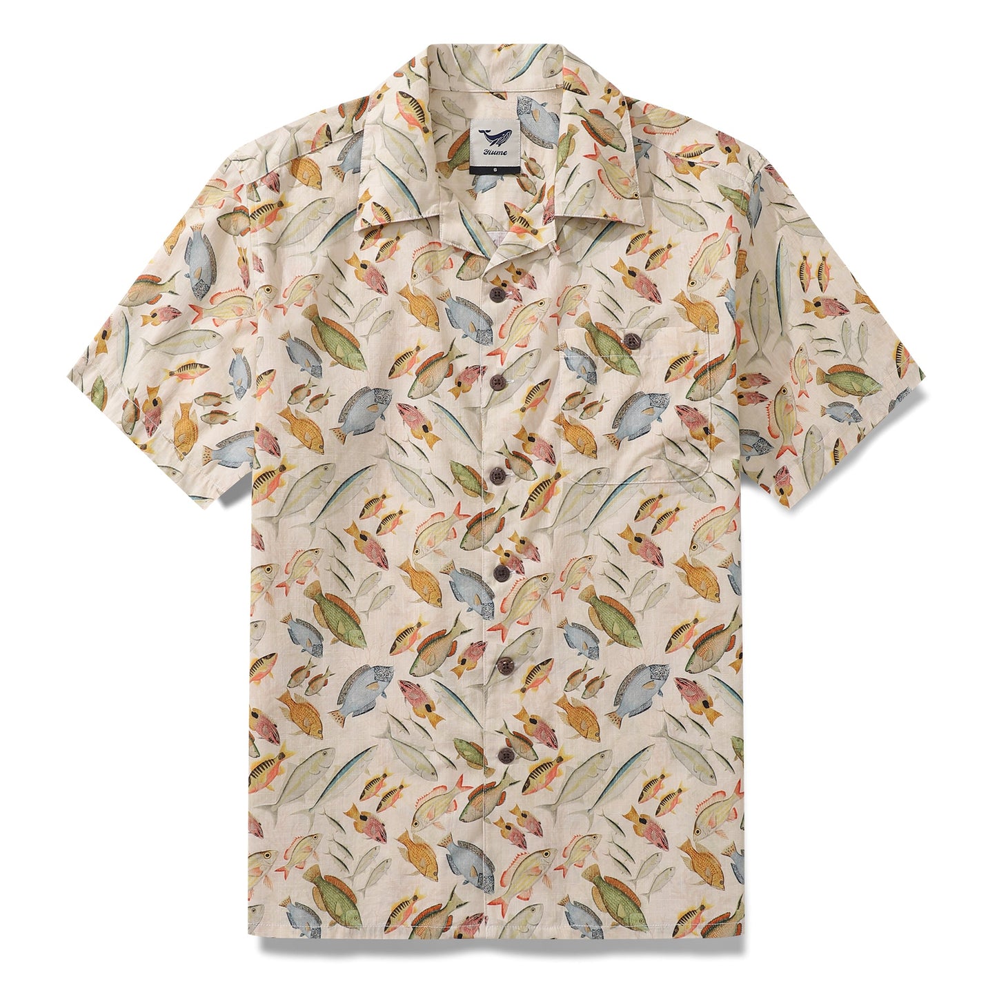 Hawaiian Shirt For Men Dancing Fish Shirt Camp Collar 100% Cotton