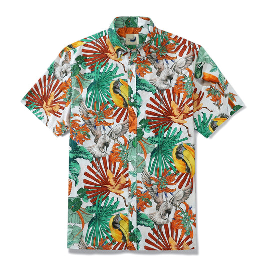 1930s Vintage Hawaiian Shirt Men's Button Down Shirt Tropical Life