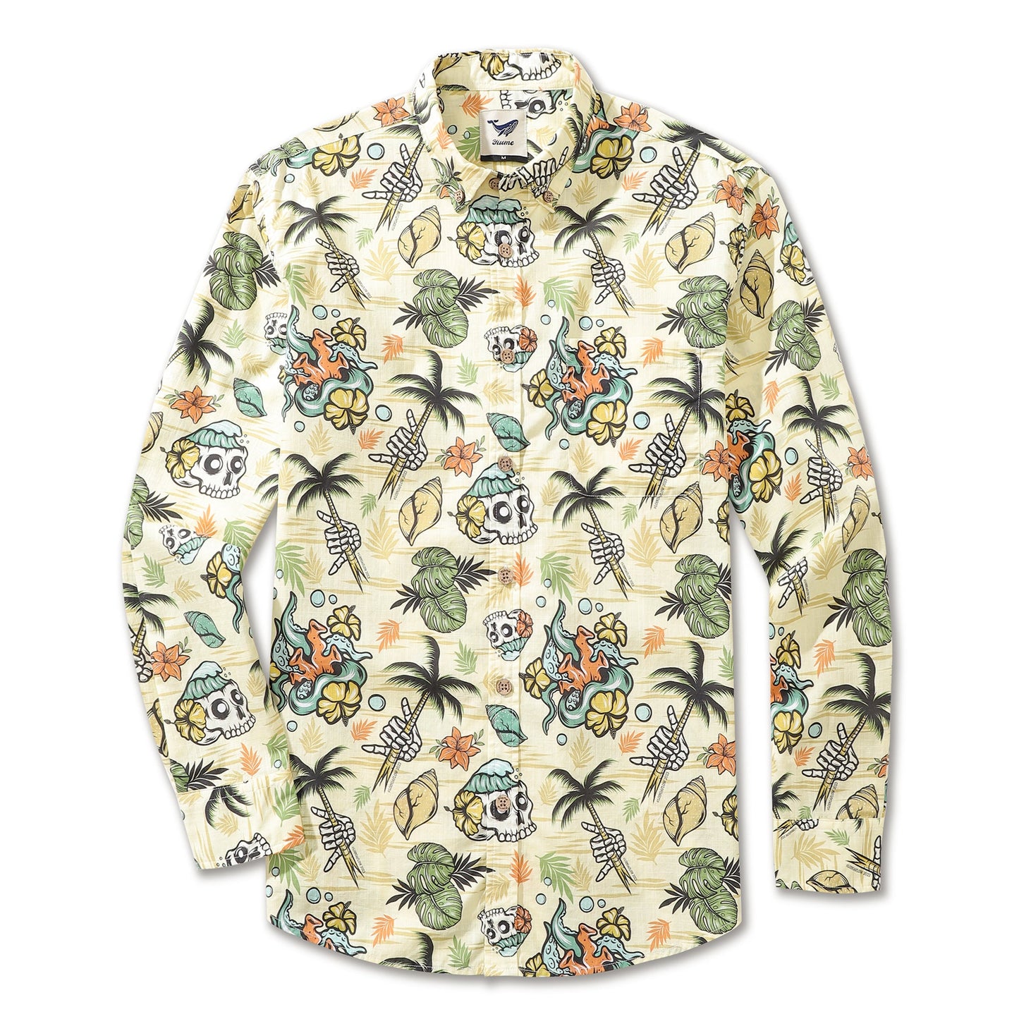 Men's Hawaiian Shirt Mystic Tropics Print By Loinda Flow Cotton Button-down Long Sleeve Aloha Shirt