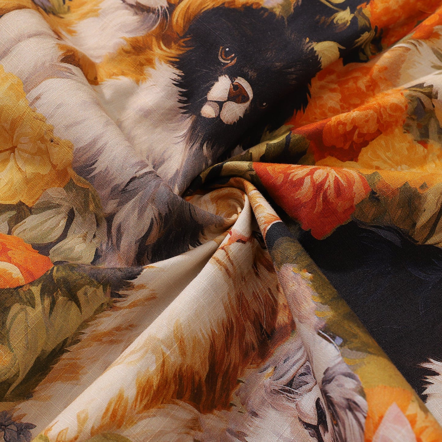 Hawaiian Shirt For Men Dog and Cat Shirt Camp Collar 100% Cotton