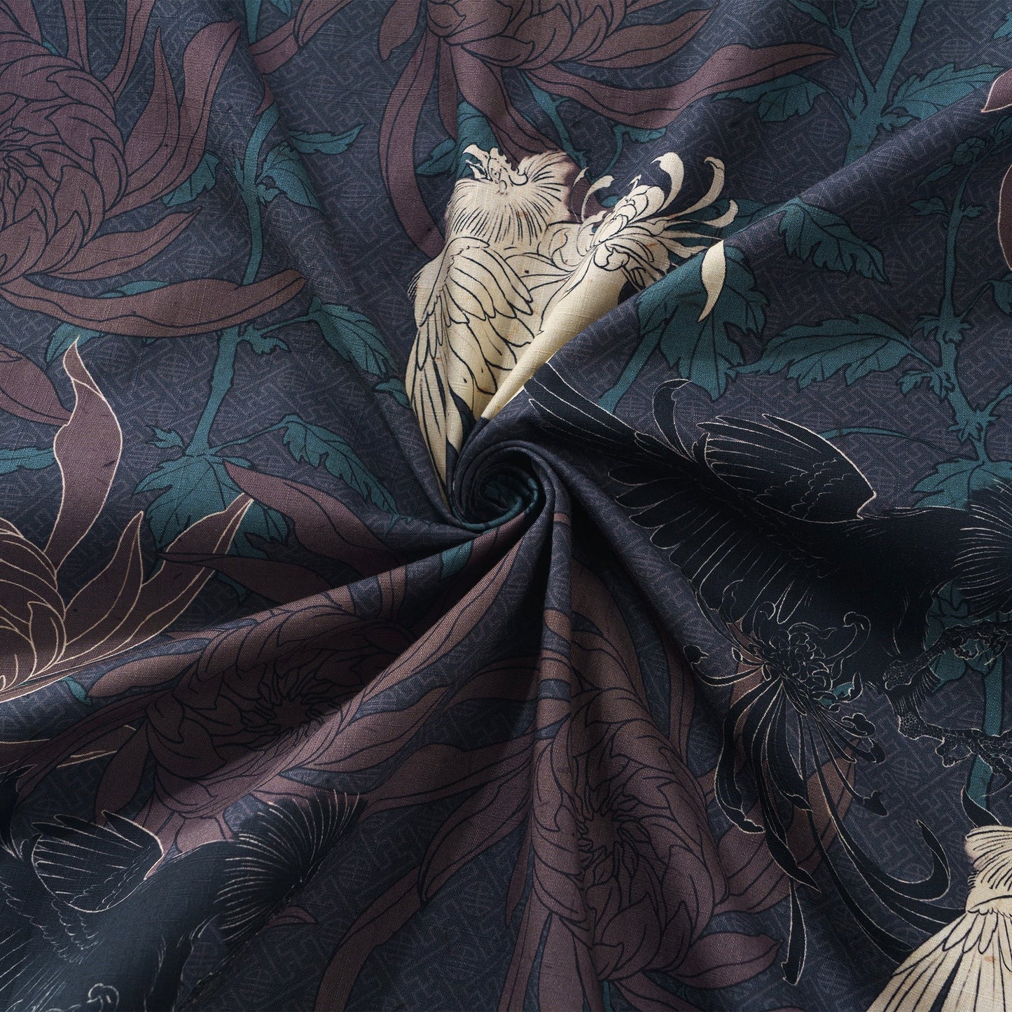 Japanese Hawaiian Shirt 100% Cotton Men's Short Sleeve Camp Collar Shirt Aloha Shirt Imperial Garden Rooster Painting