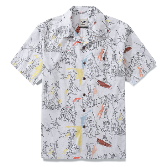 Hawaiian Shirt For Men Dadaism Shirt Camp Collar 100% Cotton