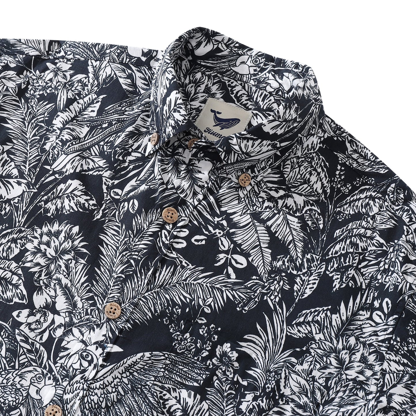 Men's Hawaiian Shirt Mystique of the Rainforest Cotton Button-down Long Sleeve Aloha Shirt