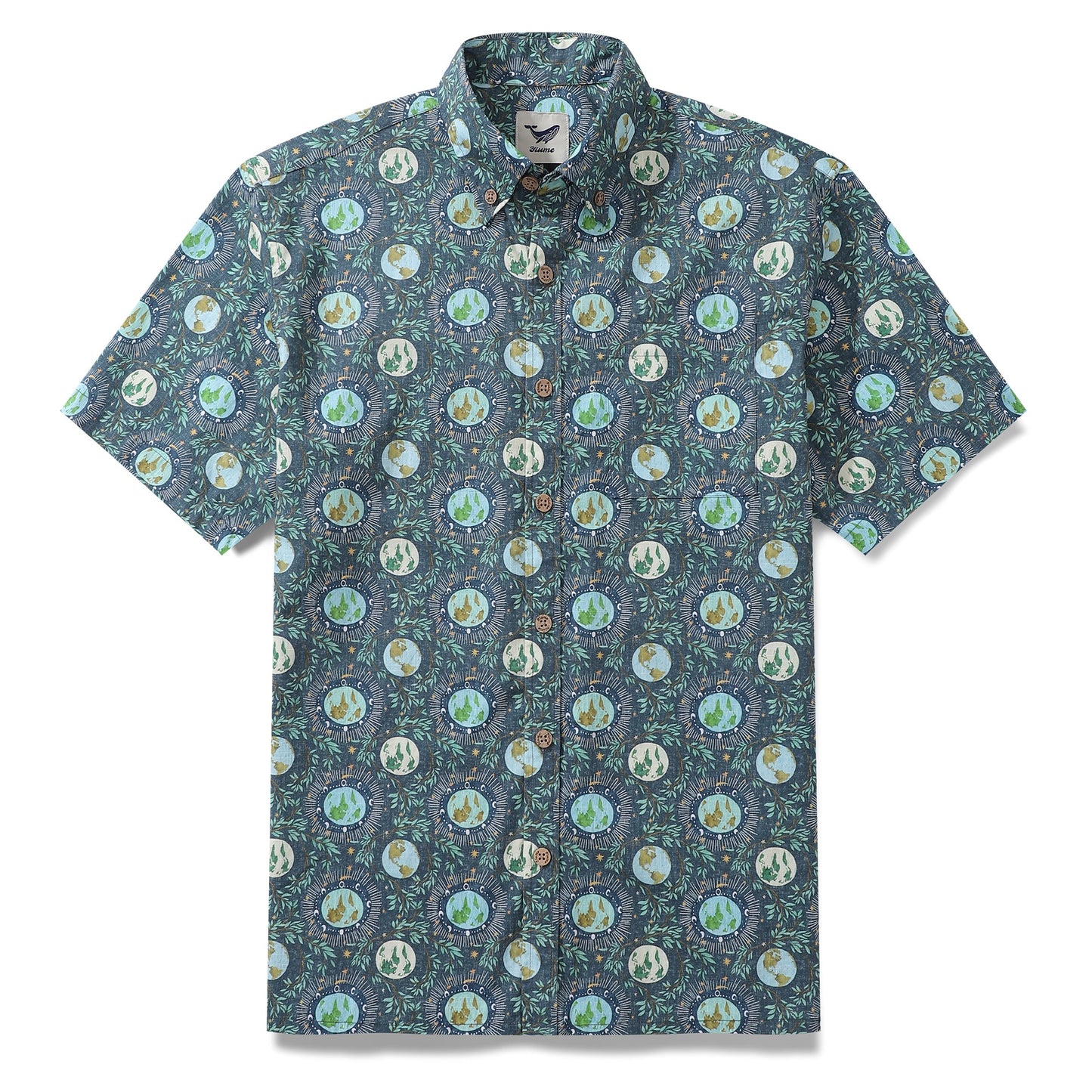 Men's Hawaiian Shirt Planet Earth Day Shirt Cotton Button-down Short Sleeve Aloha Shirt