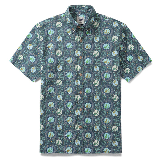 Men's Hawaiian Shirt Planet Earth Day Shirt Cotton Button-down Short Sleeve Aloha Shirt