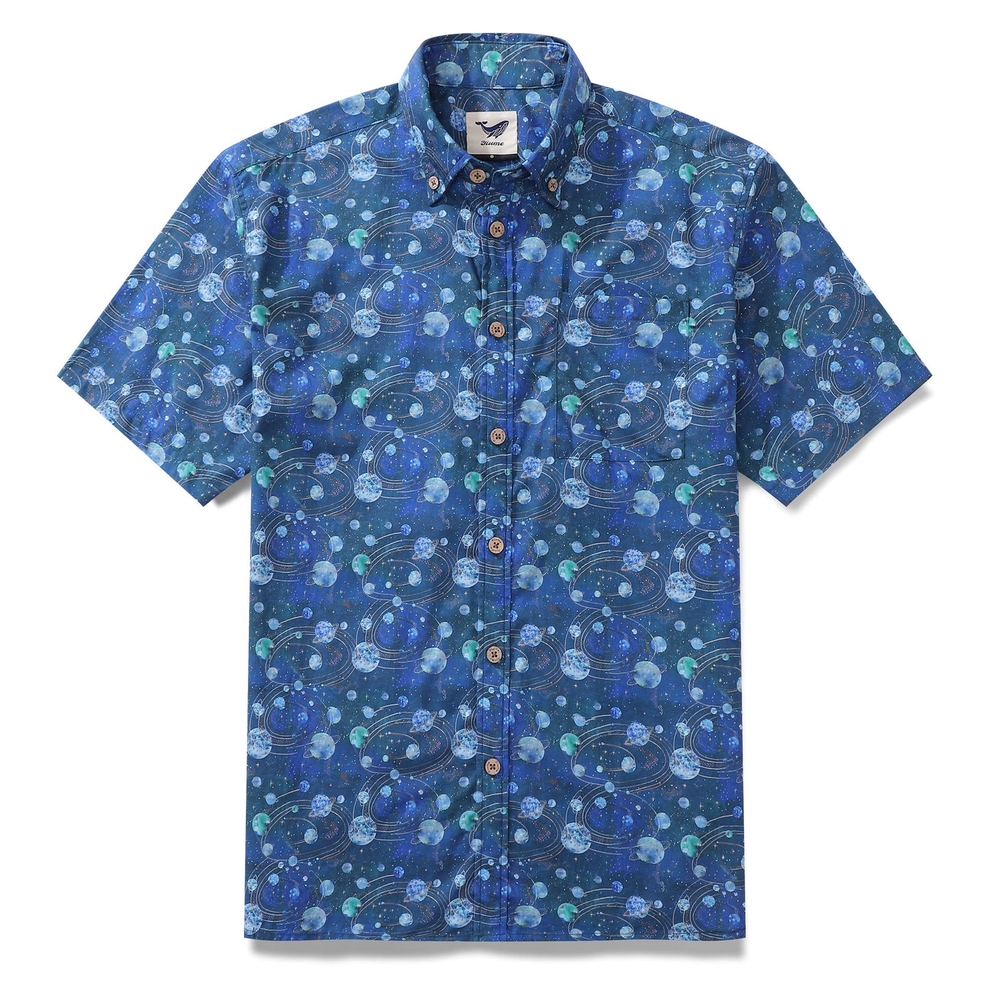 Men's Hawaiian Shirt Lost in Space By Catharina Edlund Cotton Button-down Short Sleeve Aloha Shirt