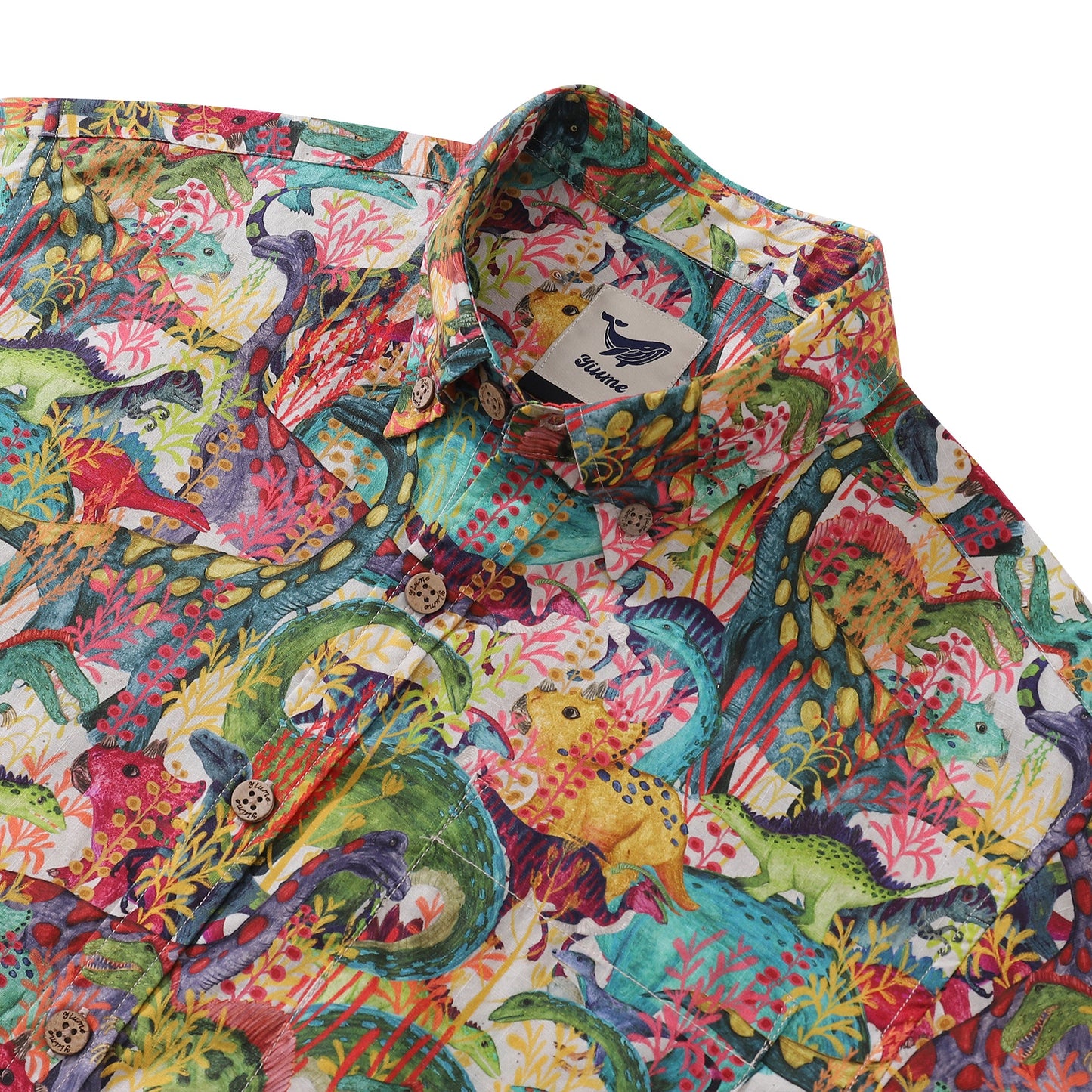 Men's Hawaiian Shirt Lost at the Dinosaur Jamboree By Katherine Quinn Cotton Button-down Short Sleeve Aloha Shirt