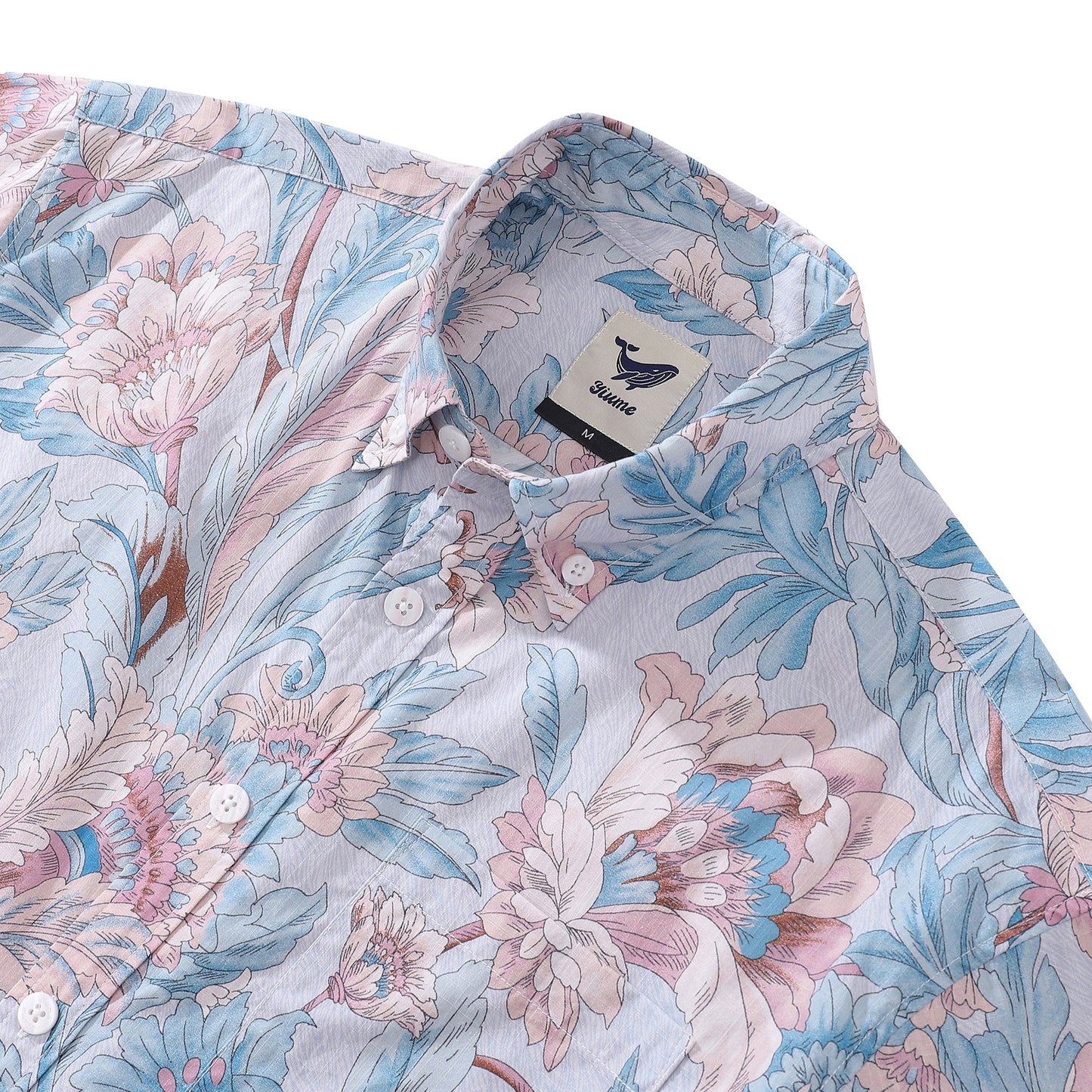 Men's Hawaiian Shirt Graceful Flowers Print Cotton Button-down Short Sleeve Aloha Shirt