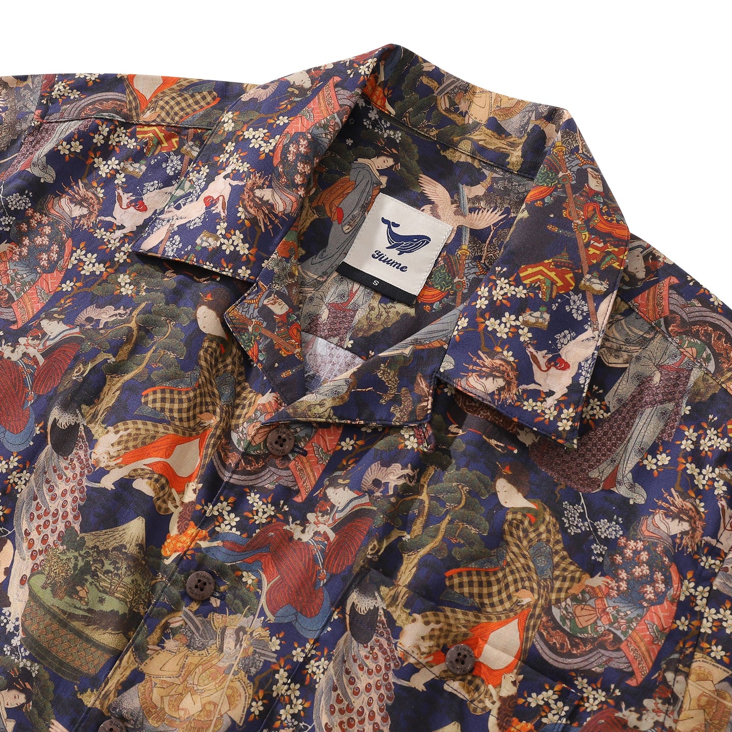 Hawaiian Shirt For Men Edo Period Shirt Camp Collar 100% Cotton