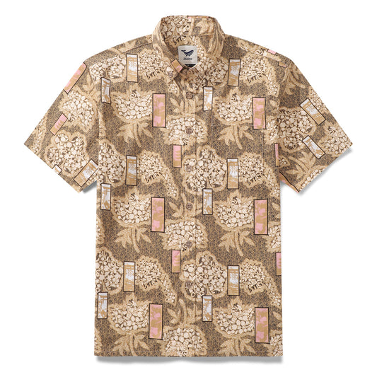 Men's Hawaiian Shirt Good Fortune Has Come Cotton Button-down Short Sleeve Aloha Shirt