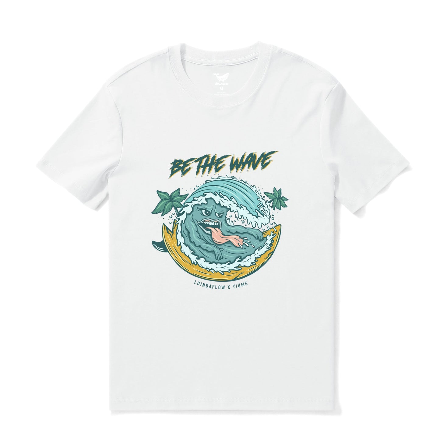 Hawaiian Tee For Men Be the Wave By Loindaflow Tee Crew Neck 100% Cotton - WHITE