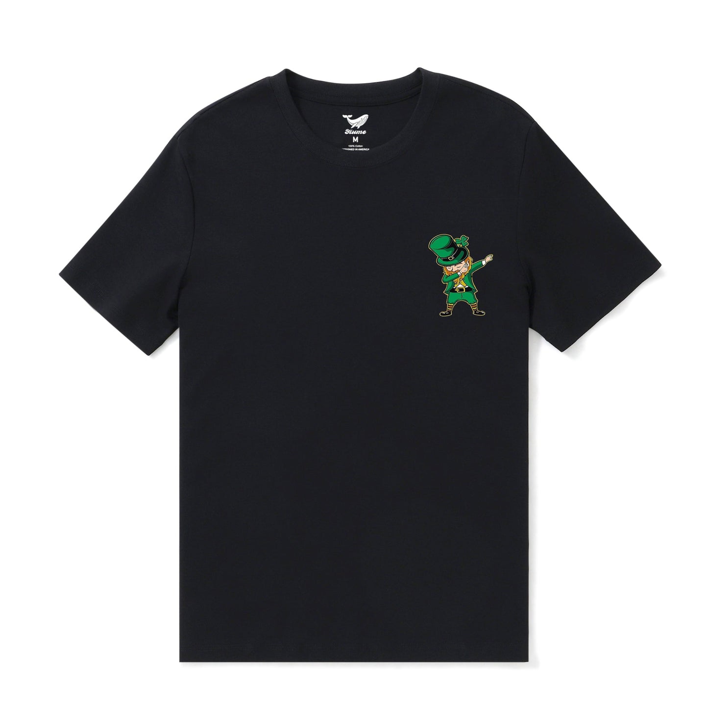 Hawaiian Tee For Men Dabbing Leprechaun St. Patrick'S Day Tee Crew Neck 100% Cotton - BLACK