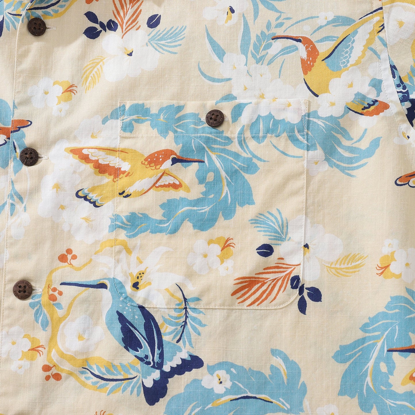 Hawaiian Shirts For Men White Flowers and Hummingbird Shirt 100% Cotton