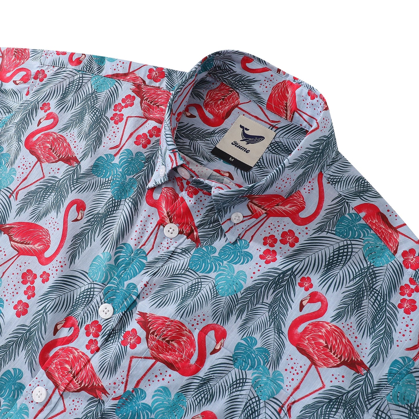 Men's Funky Hawaiian Shirt Flamingo Bay Print Designed by Maria Elena COCO Cotton Button-down