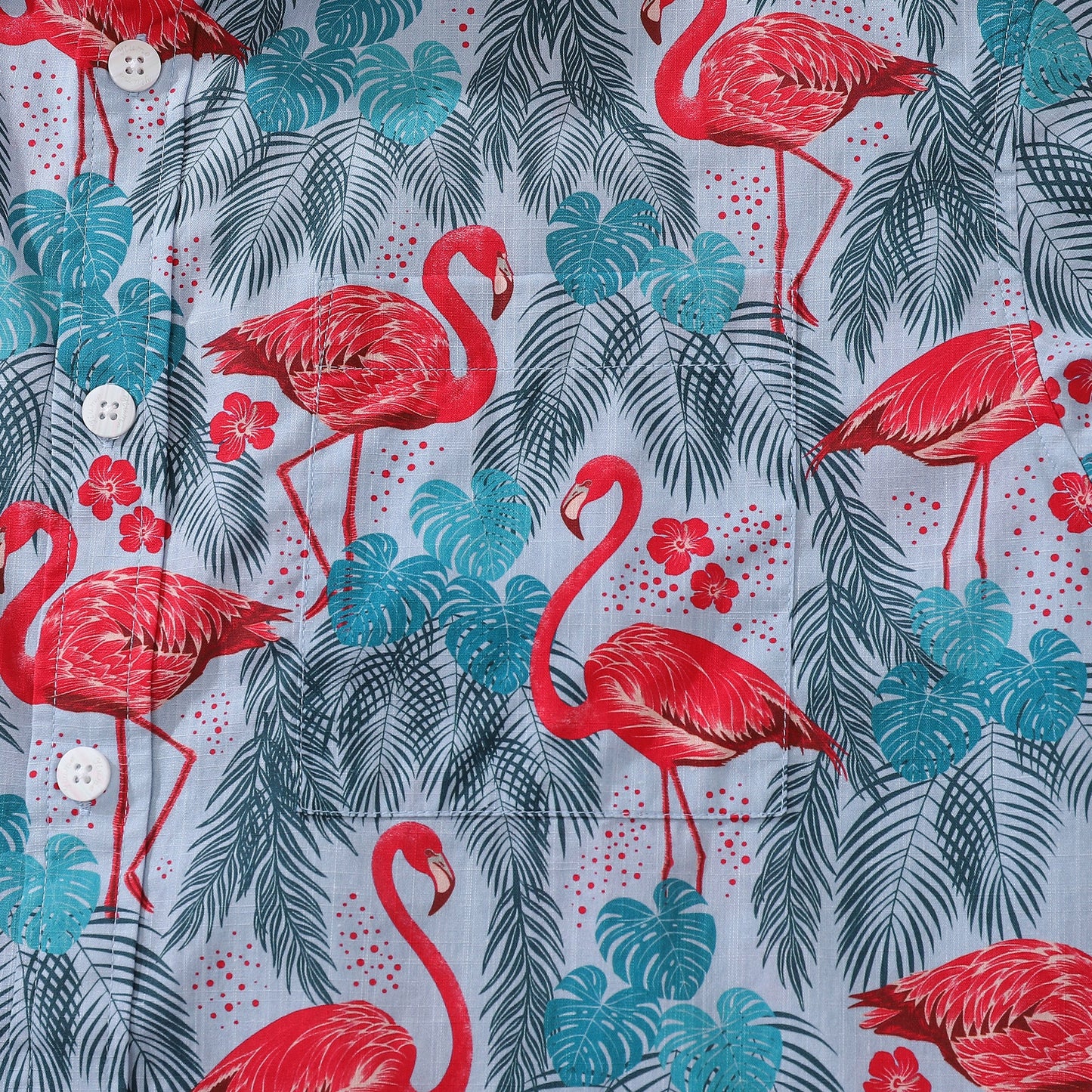 Men's Funky Hawaiian Shirt Flamingo Bay Print Designed by Maria Elena COCO Cotton Button-down