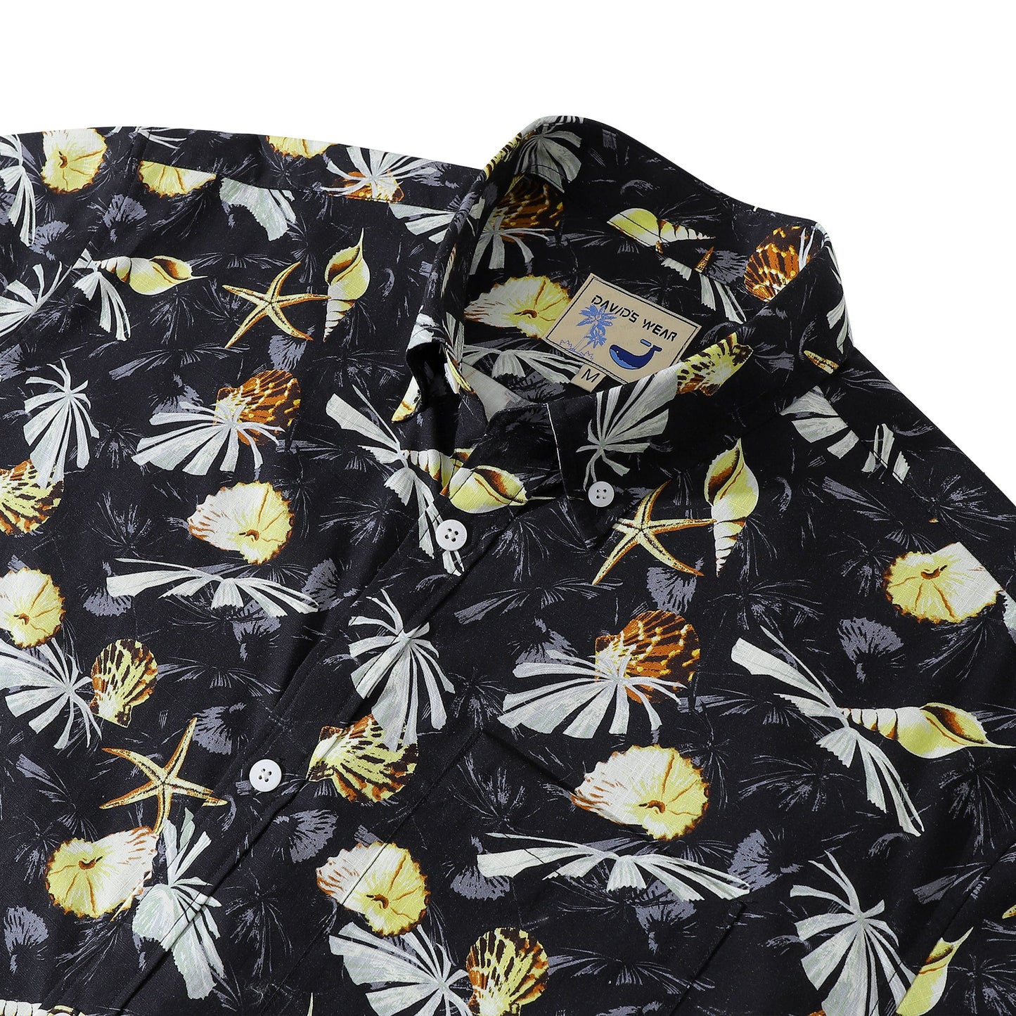 Hawaiian Shirts For Men Vintage Tropical Conch Button Down Cotton Aloha Shirt