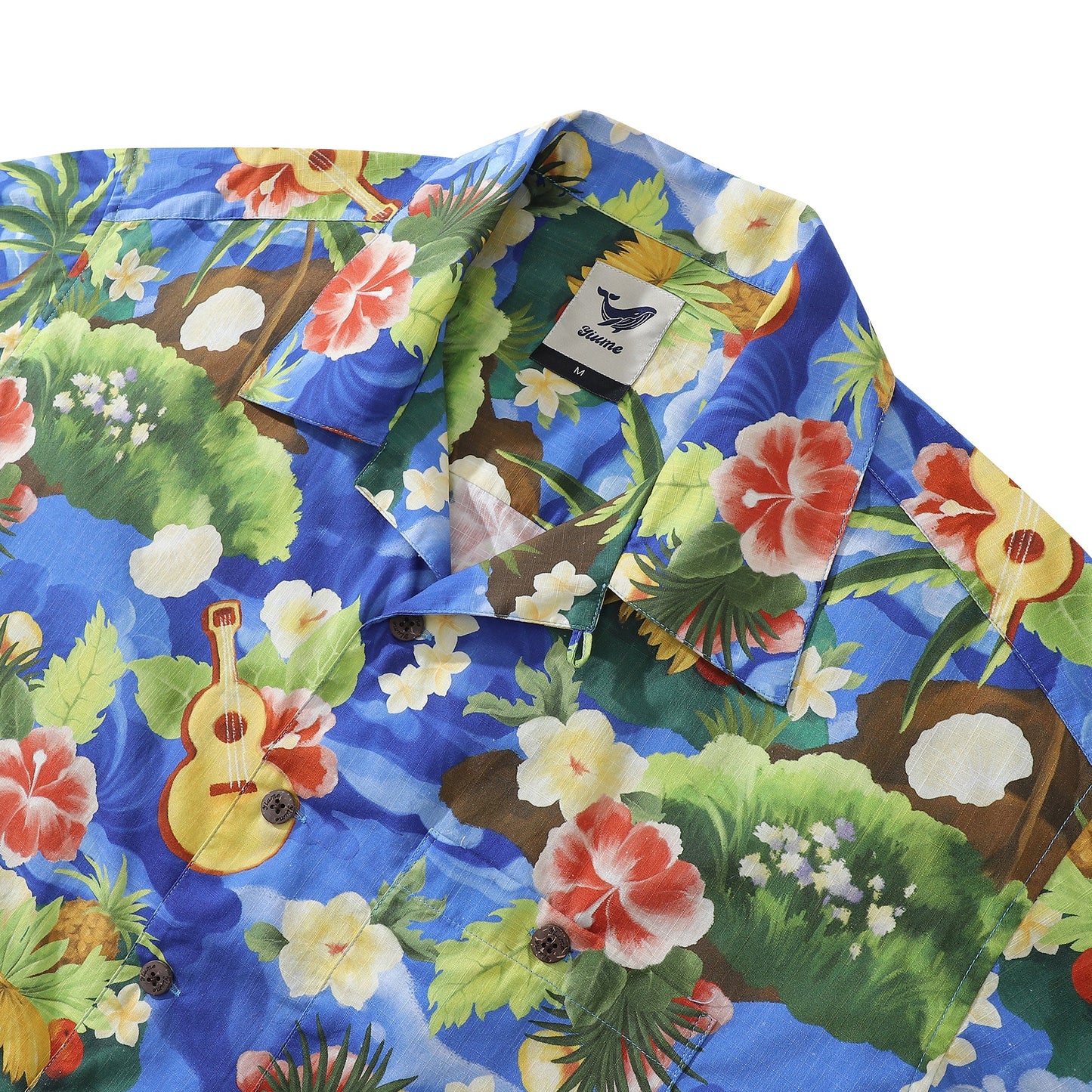 1960s Vintage Hawaiian Shirt For Men Island Folk Song Shirt Camp Collar 100% Cotton